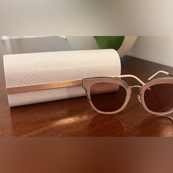 Jimmy Choo Nile/S 0S0J2M 63mm Cat Eye Sunglasses Glitter / Silver / Pink - Italy - Picture 1 of 4